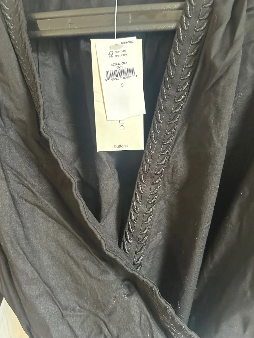 Banana Republic Black Wrap Tie Blouse with Puff Sleeves